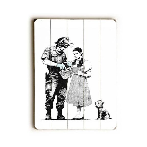 One Bella Casa One Bella Casa 71806PW1216 12 x 16 in. Dorothy Planked Wood Wall Decor by Banksy; White 71806PW1216